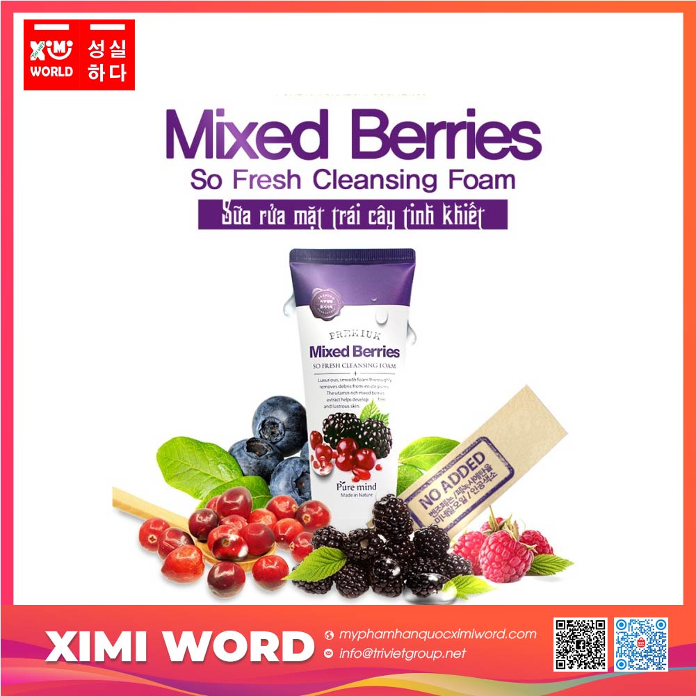 SỮA RỬA MẶT DÂU TẰM PURE MIND PREMIUM MIXED BERRIES