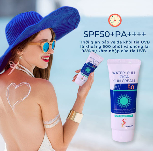 KEM CHỐNG NẮNG NGỪA MỤN DÀNH CHO DA DẦU SMILE LEADER WATER-FULL CICA SUN CREAM SPF 50+ PA++++