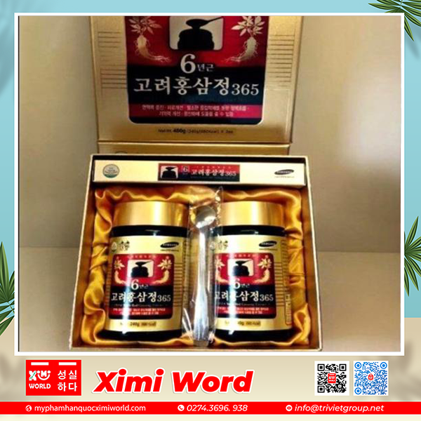 Cao Hồng Sâm Hàn Quốc 365 Từ Nhân Sâm 6 Năm Tuổi (hộp 2 lọ x 240g)