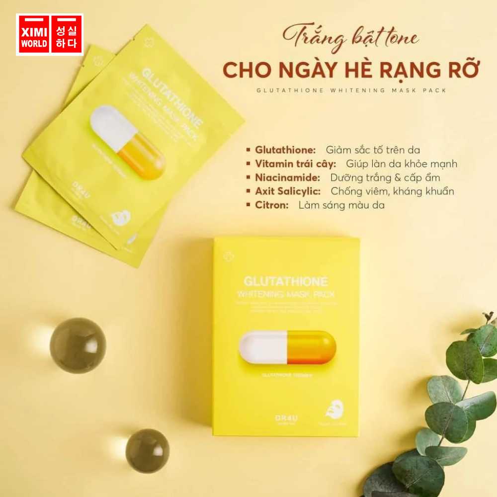 MẶT NẠ DƯỠNG TRẮNG PHỤC HỒI DA DR4U GLUTATHIONE WHITENING MASK PACK