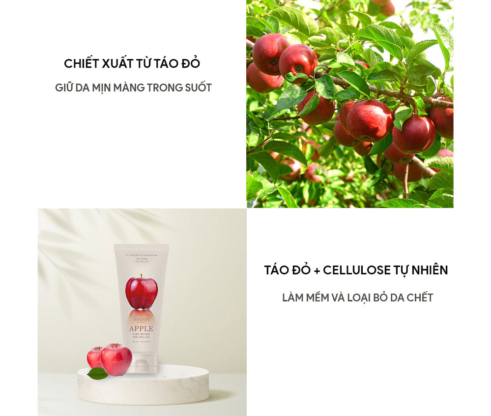 Tẩy Tế Bào Chết Da Mặt Se Khít Lỗ Chân Lông WHISIS Apple Pore Refine Peeling Gel 120ml Tẩy Tế Bào Chết Da Mặt Se Khít Lỗ Chân Lông WHISIS Apple Pore Refine Peeling Gel 120ml