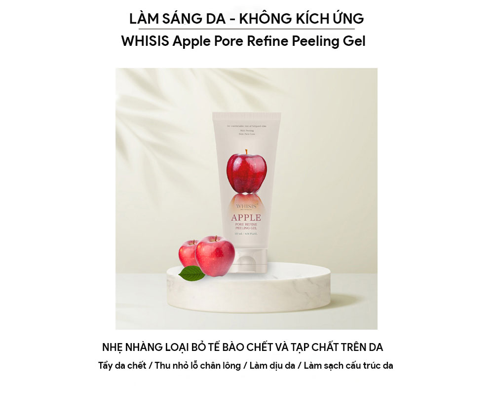 Tẩy Tế Bào Chết Da Mặt Se Khít Lỗ Chân Lông WHISIS Apple Pore Refine Peeling Gel 120ml Tẩy Tế Bào Chết Da Mặt Se Khít Lỗ Chân Lông WHISIS Apple Pore Refine Peeling Gel 120ml