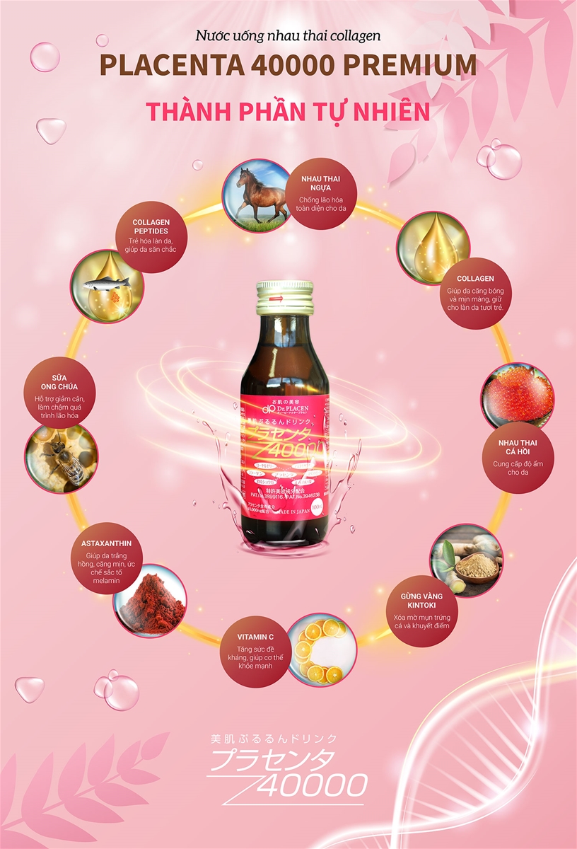 PLACENTA 40000 - DÒNG SẢN PHẨM NƯỚC UỐNG ĐẸP DA TỪ NHAU THAI NGỰA CỦA NHẬT BẢN