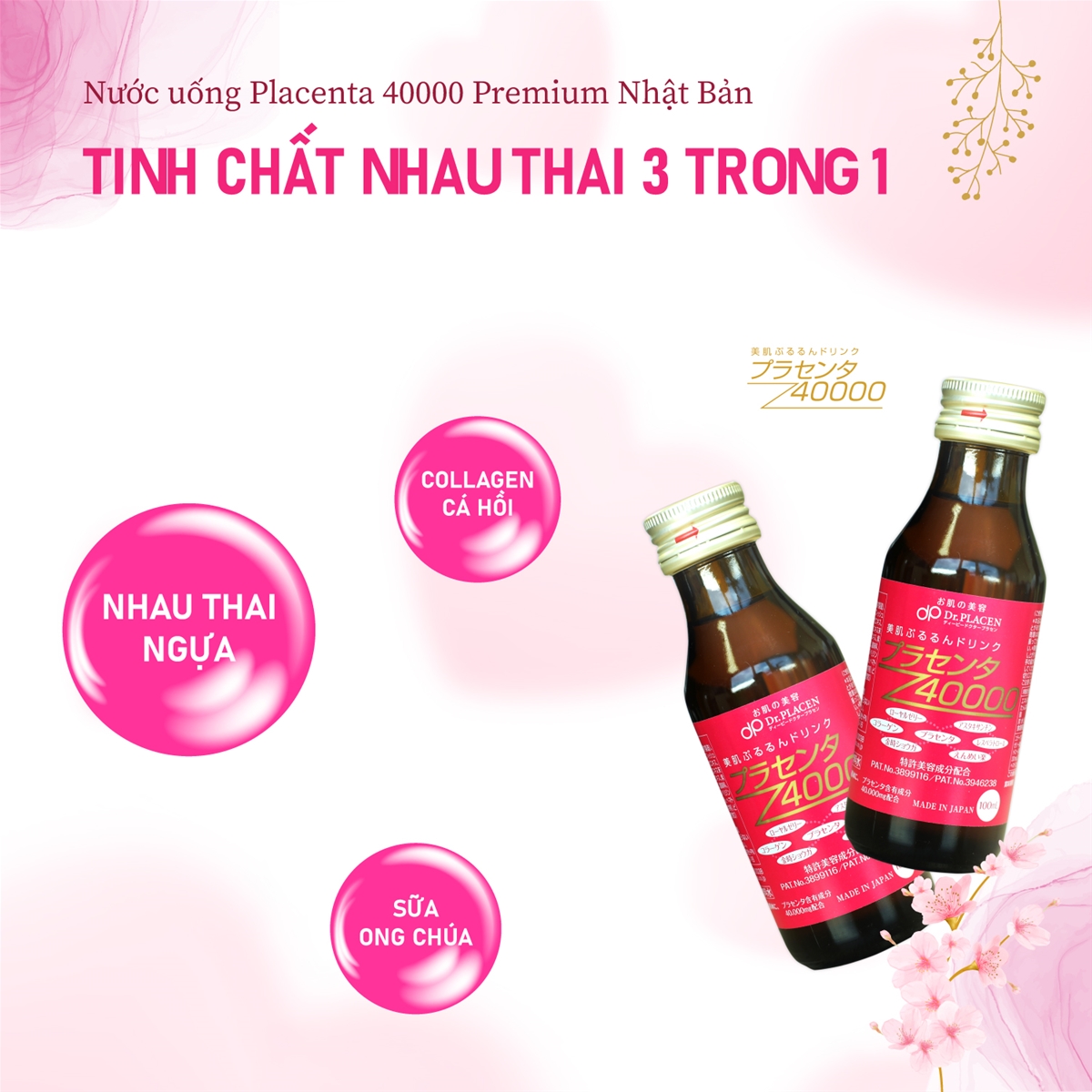 PLACENTA 40000 - DÒNG SẢN PHẨM NƯỚC UỐNG ĐẸP DA TỪ NHAU THAI NGỰA CỦA NHẬT BẢN