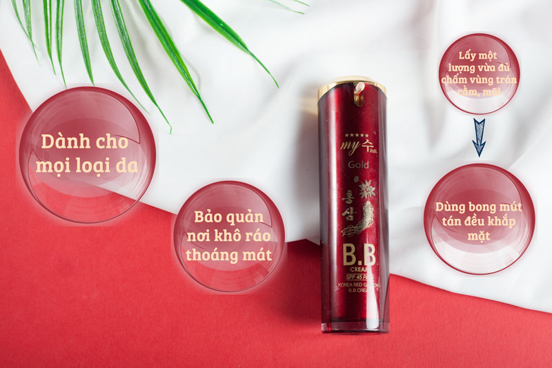 KEM LÓT NỀN CHỐNG NẮNG BB CREAM HỒNG SÂM ĐỎ MY GOLD HÀN QUỐC SPF45 PA++